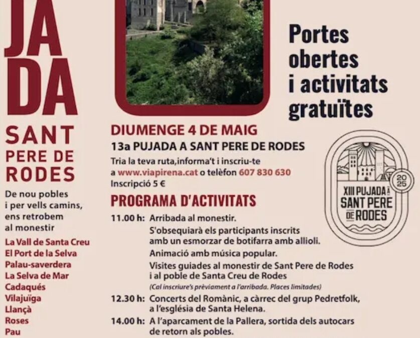Diumenge 4 de maig: 13a Pujada a Sant Pere de Rodes
